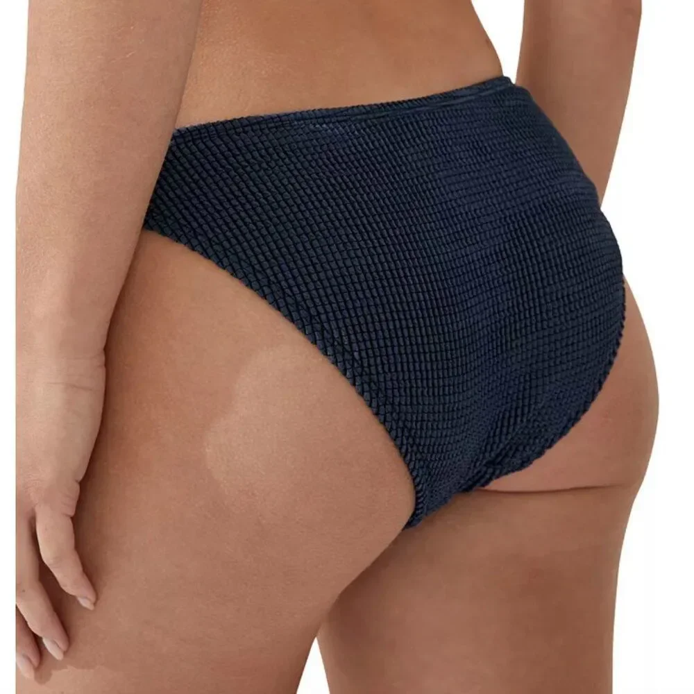 COTTON ON  Navy Blue Women's Textured Full-Coverage Bikini Bottoms Size XL